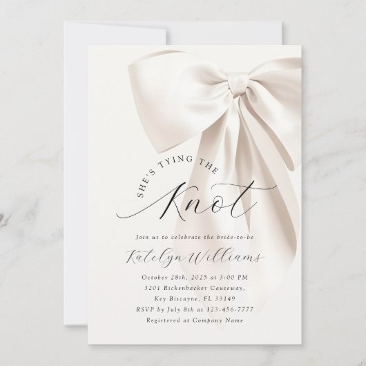 Invitation à la douche nuptiale Ivory Bow (Devant)