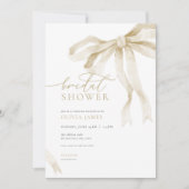 Invitation à la douche nuptiale Ivory Bow Ruban bl (Devant)