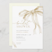 Invitation à la douche nuptiale Ivory Bow Ruban bl (Devant / Derrière)
