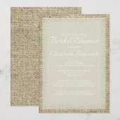Invitation à la douche nuptiale Ivory Burlap (Devant / Derrière)