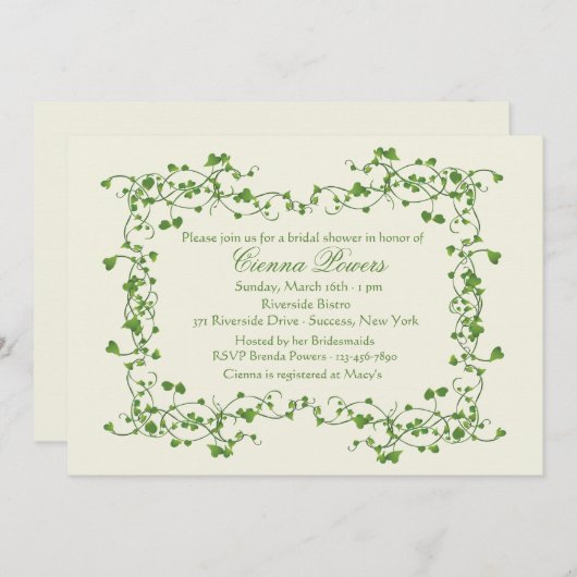 Invitation à la douche nuptiale Ivy Frame (Devant / Derrière)