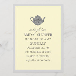 Invitation à la douche nuptiale Jaune et Gris