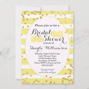 Invitation à la douche nuptiale jaune et or brilla