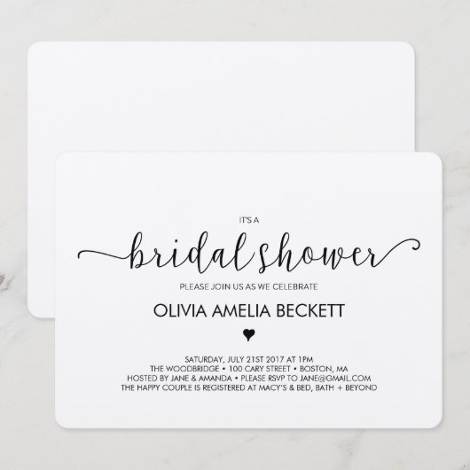 Invitation à la douche nuptiale - Kraft (Devant / Derrière)