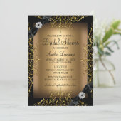Invitation à la douche nuptiale Lace & Bow Gold (Debout devant)