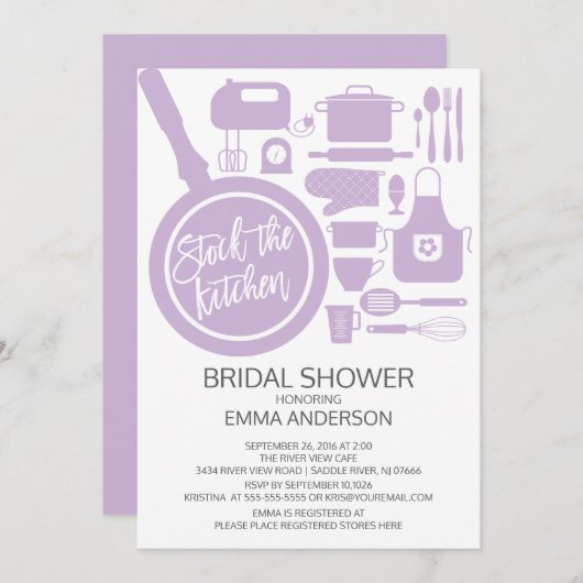 Invitation à la douche nuptiale Lavender Kitchen (Devant / Derrière)