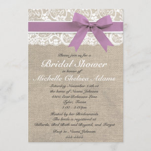 Invitation à la douche nuptiale Lavender Lace Burl