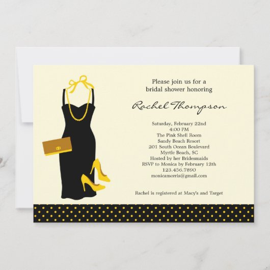 Invitation à la douche nuptiale LBD (Devant)