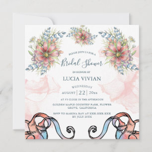 Invitation à la douche nuptiale légère rose