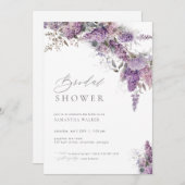 Invitation à la douche nuptiale Lilac Fleur Élégan (Devant / Derrière)