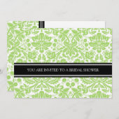 Invitation à la douche nuptiale Lime Black Damask (Devant / Derrière)