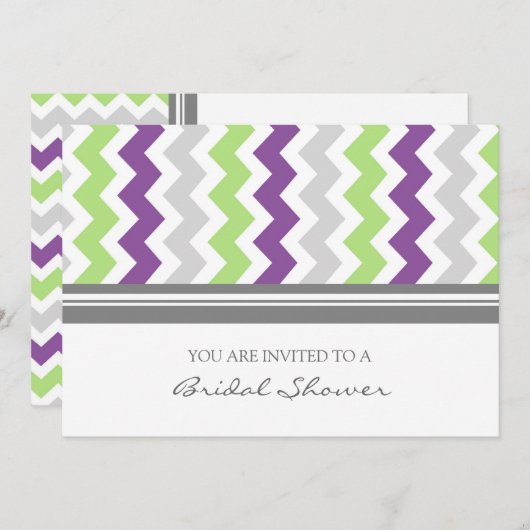 Invitation à la douche nuptiale Lime Plum Grey Che (Devant / Derrière)