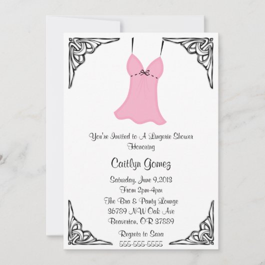 Invitation à la douche nuptiale Lingerie noire et (Devant)