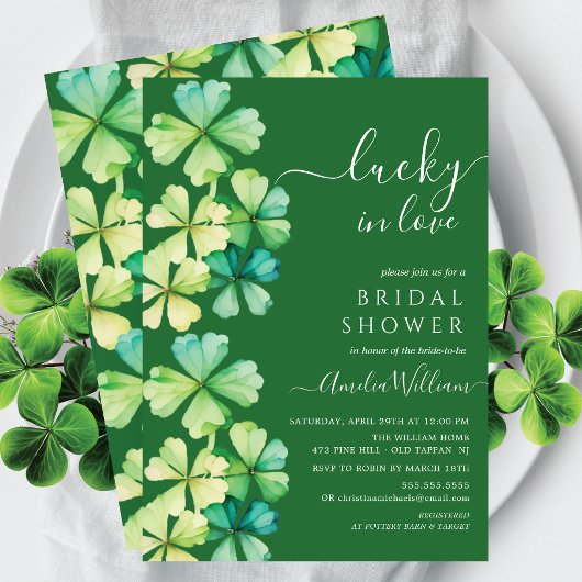 Invitation à la douche nuptiale Lucky Clover