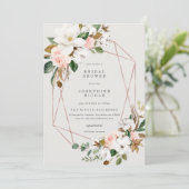 Invitation à la douche nuptiale Magnolia géométriq (Debout devant)