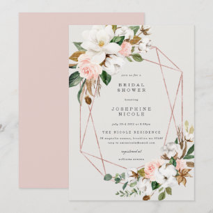 Invitation à la douche nuptiale Magnolia géométriq