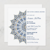 Invitation à la douche nuptiale Mandala bleu et or (Devant / Derrière)
