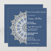Invitation à la douche nuptiale Mandala bleu et or (Devant / Derrière)