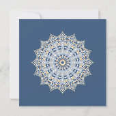Invitation à la douche nuptiale Mandala bleu et or (Dos)