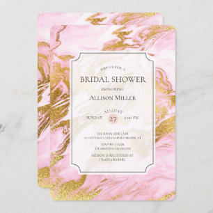Invitation à la douche nuptiale Marble Pink Gold