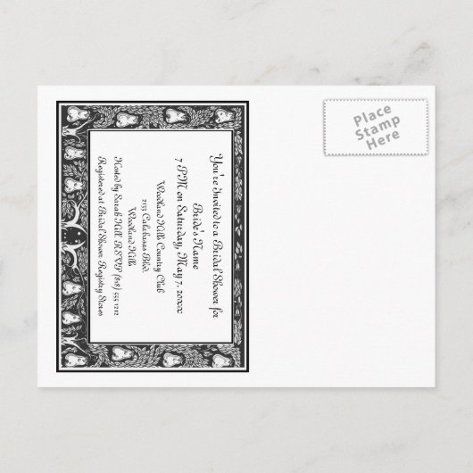 Invitation à la douche nuptiale Mariage de Beardsl (Dos)