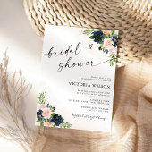 Invitation à la douche nuptiale marine et rose pâl