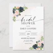 Invitation à la douche nuptiale marine et rose pâl (Devant)