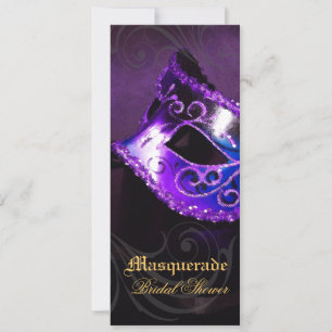 Invitation à la douche nuptiale mascarade violet d