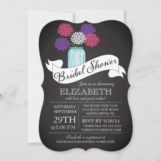 Invitation à la douche nuptiale Mason Jar de Chalk (Devant)