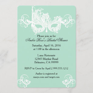 Invitation à la douche nuptiale Masquerade