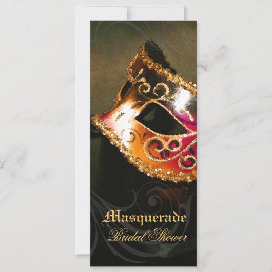 Invitation à la douche nuptiale Masquerade Gold de (Devant)