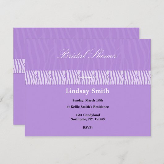 Invitation à la douche nuptiale Mauve Classy (Devant / Derrière)