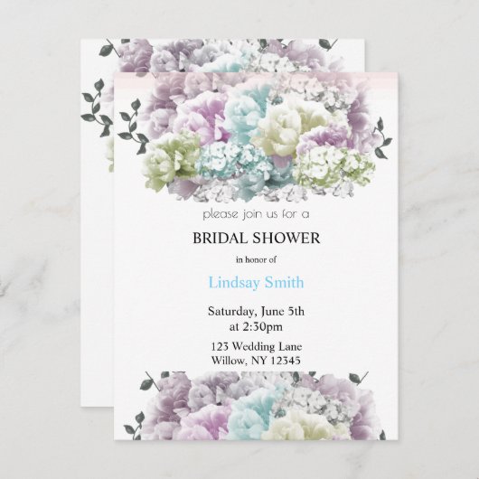 Invitation à la douche nuptiale mixte Pastel (Devant / Derrière)