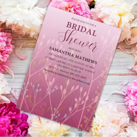 Invitation à la douche nuptiale moderne Blush Rose