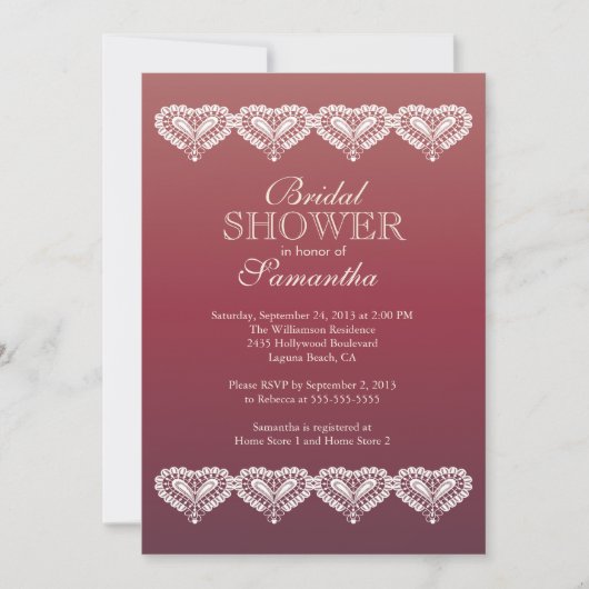 Invitation à la douche nuptiale moderne Ombre Lace (Devant)