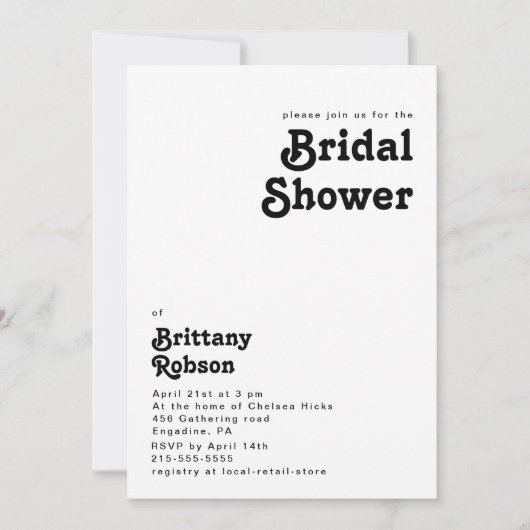 Invitation à la douche nuptiale moderne rétro (Devant)