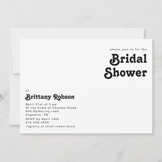 Invitation à la douche nuptiale moderne rétro (Devant)