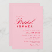 invitation à la douche nuptiale moderne rose et ro (Devant / Derrière)