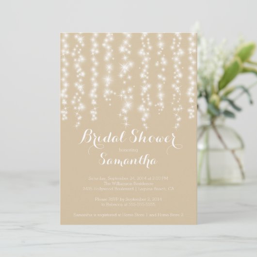 Invitation à la douche nuptiale moderne Sparkle (Debout devant)