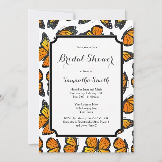 Invitation à la douche nuptiale Monarch Butterfly (Devant)