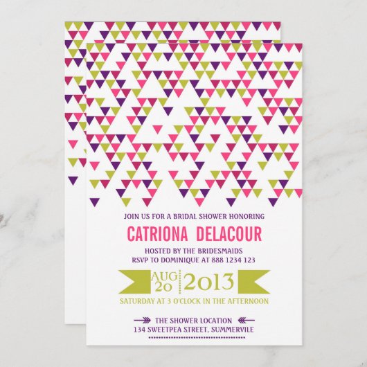 Invitation à la douche nuptiale Motif triangle col (Devant / Derrière)