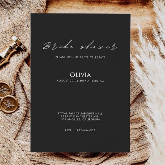 Invitation à la douche nuptiale noire