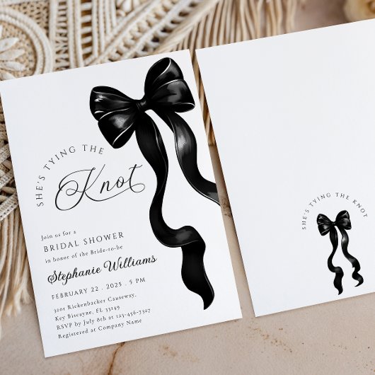 Invitation à la douche nuptiale noire Bow