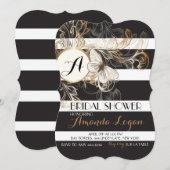 Invitation à la douche nuptiale noire en or (Devant / Derrière)