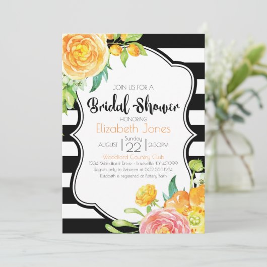 Invitation à la douche nuptiale noire et blanche (Debout devant)