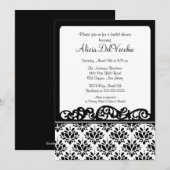 Invitation à la douche nuptiale noire et blanche (Devant / Derrière)