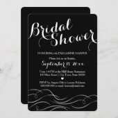 Invitation à la douche nuptiale noire et blanche - (Devant / Derrière)