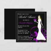 Invitation à la douche nuptiale noire et violette (Devant / Derrière)