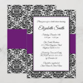 Invitation à la douche nuptiale noire et violette (Devant / Derrière)