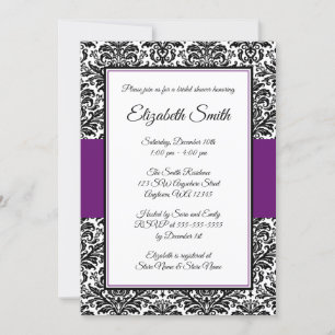 Invitation à la douche nuptiale noire et violette 